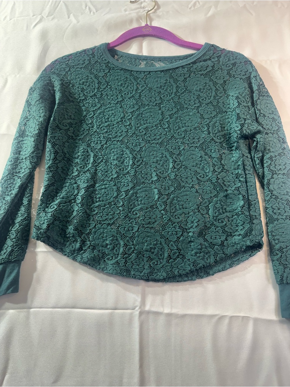 Target Girls Small Teal Lace Long-Sleeve Girls Top